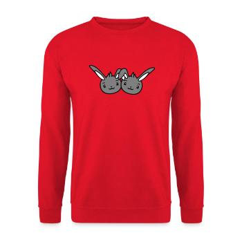 2 Bunnies Friends Team Crew Couple Two Lucky - Unisex Sweatshirt - red - Front - Alina (178cm) & Michal (187cm)
