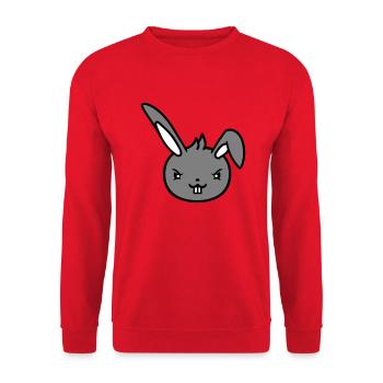 Hase Böser Blick Frech Cool Entschlossen Lustig - Unisex Pullover - Rot - Vorne - Alina (178cm) & Michal (187cm)
