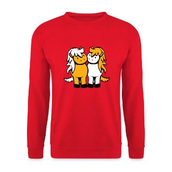 2 Chevaux Homme Femme Amoureux Amis Amour Équipe - Sweat-shirt Unisexe - rouge - Devant - Alina (178cm) & Michal (187cm)