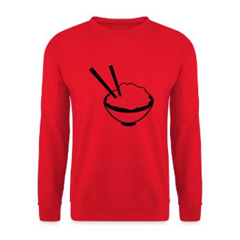 Chine plat de riz avec des baguettes - Sweat-shirt Unisexe - rouge - Devant - Alina (178cm) & Michal (187cm)