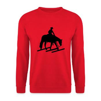 Trail Silhouette walk Over Ranch Horse Trailhorse - Unisex Pullover - Rot - Vorne - Alina (178cm) & Michal (187cm)