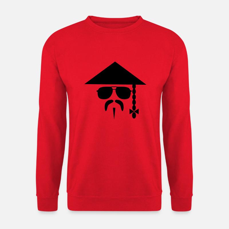Chinese with Mustache - Unisex Sweatshirt - red