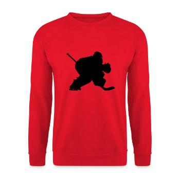 Gardien de but de joueur de hockey sur glace, gardien de but. Hockey sur glace - Sweat-shirt Unisexe - rouge - Devant - Alina (178cm) & Michal (187cm)