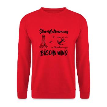 Sturmflutwarnung oder wie wir im Norden sagen - Unisex Pullover - Rot - Vorne - Alina (178cm) & Michal (187cm)