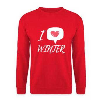 J’adore l’hiver - Sweat-shirt Unisexe - rouge - Devant - Alina (178cm) & Michal (187cm)