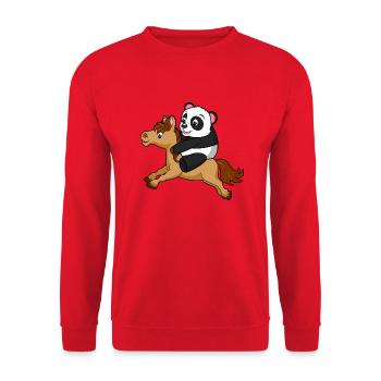 panda riding a horse horse bärenstark hannoveraner - Unisex Sweatshirt - red - Front - Alina (178cm) & Michal (187cm)