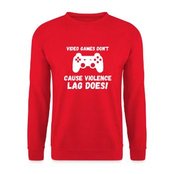 Les jeux vidéo ne causent pas de violence Le décalage fait drôle - Sweat-shirt Unisexe - rouge - Devant - Alina (178cm) & Michal (187cm)