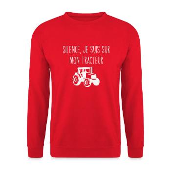 Silence, je suis sur mon tracteur - Sweat-shirt Unisexe - rouge - Devant - Alina (178cm) & Michal (187cm)