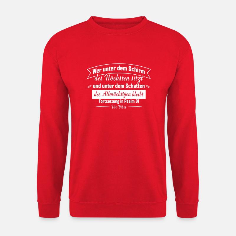 Psalm 91 Shirt, invertiert. Christliches Shirt. - Unisex Pullover - Rot