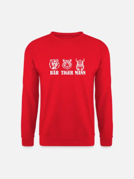 Bär Tiger Mann - Bärte - Unisex Pullover - Rot