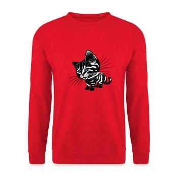 Katze - Unisex Pullover - Rot - Vorne - Alina (178cm) & Michal (187cm)