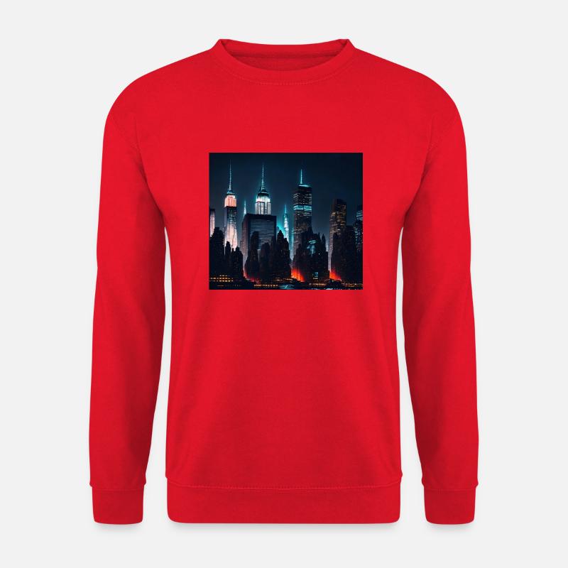 Skyline Nachts - Unisex Pullover - Rot