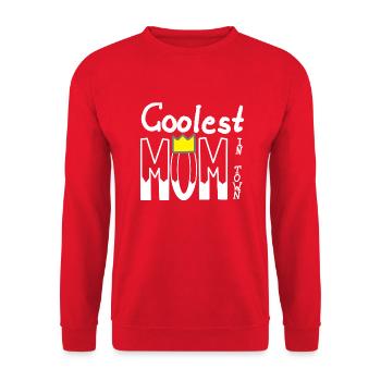 Coolest Mom in town Mama Mutter Muttertag - Unisex Pullover - Rot - Vorne - Alina (178cm) & Michal (187cm)