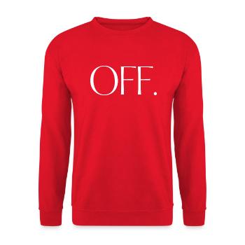 OFF. Ein Shirt, ein Wort. - Unisex Pullover - Rot - Vorne - Alina (178cm) & Michal (187cm)