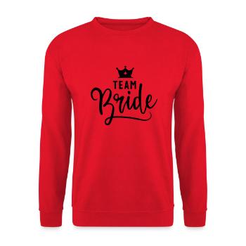 Bachelor party style: "Team Bride" in elegant black! - Unisex Sweatshirt - red - Front - Alina (178cm) & Michal (187cm)