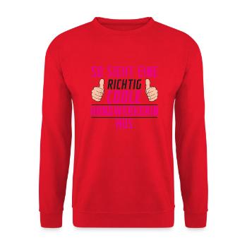 Handwerkerin | Spruch Humor | Handwerkerinnen - Unisex Pullover - Rot - Vorne - Alina (178cm) & Michal (187cm)