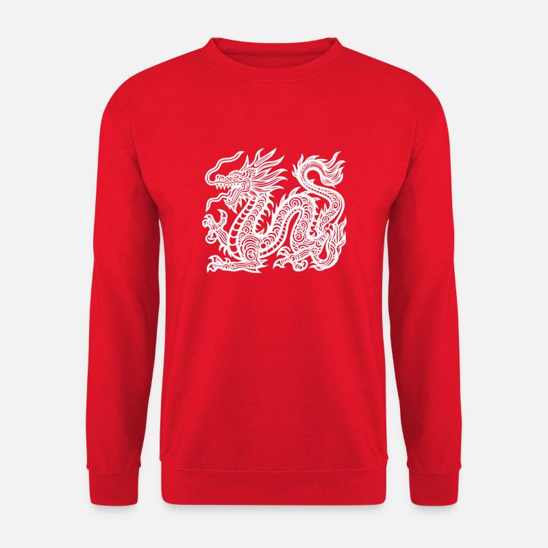 Weißer chinesischer Drache - Unisex Pullover - Rot