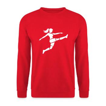 Soccer Female Sportswoman Logo Icon Vector - Unisex Sweatshirt - red - Front - Alina (178cm) & Michal (187cm)
