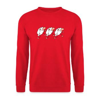 Drei Schafe Gehen Glücklich Stolz 3 Freunde Team - Unisex Pullover - Rot - Vorne - Alina (178cm) & Michal (187cm)