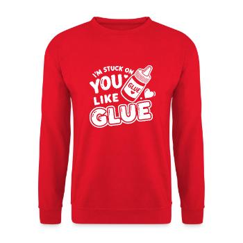 Je suis collé sur toi comme de la colle - Sweat-shirt Unisexe - rouge - Devant - Alina (178cm) & Michal (187cm)
