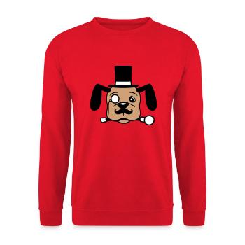 Chien M. Sir Cylindre Chapeau Monocle Lunettes Empire - Sweat-shirt Unisexe - rouge - Devant - Alina (178cm) & Michal (187cm)