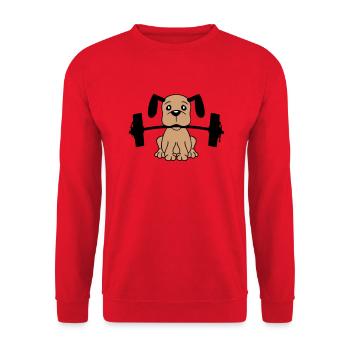Dog Bodybuilder Strong Muscles Gym Weightlifting - Unisex Sweatshirt - red - Front - Alina (178cm) & Michal (187cm)