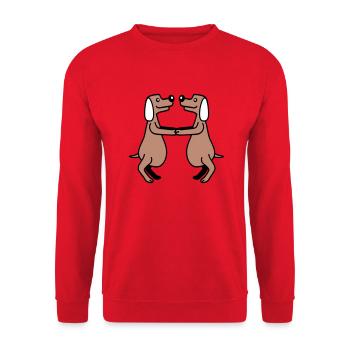 2 dogs big belly overweight dancing together - Unisex Sweatshirt - red - Front - Alina (178cm) & Michal (187cm)