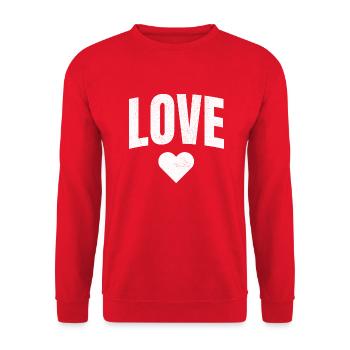 Liebe | Liebe | Herz | Herz - Unisex Pullover - Rot - Vorne - Alina (178cm) & Michal (187cm)