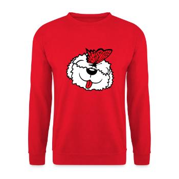 Dog Butterfly Nose Cute Funny Happy Comic - Unisex Sweatshirt - red - Front - Alina (178cm) & Michal (187cm)