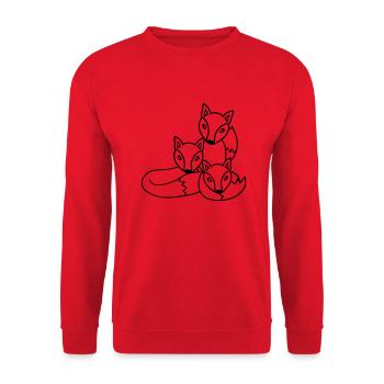 3 Füchse Freunde Familie Drei Kinder Crew Team Süß - Unisex Pullover - Rot - Vorne - Alina (178cm) & Michal (187cm)