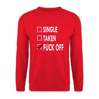 SINGLE FUCK OFF - Sweat-shirt Unisexe - rouge - Devant - Alina (178cm) & Michal (187cm)