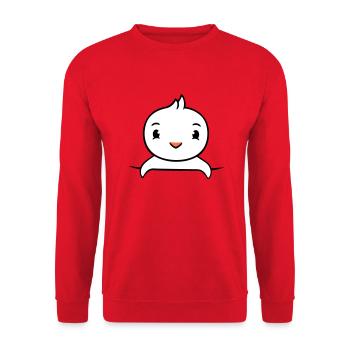 Ente Hemdtasche Tasche unterwegs hinter Zaun süß - Unisex Pullover - Rot - Vorne - Alina (178cm) & Michal (187cm)
