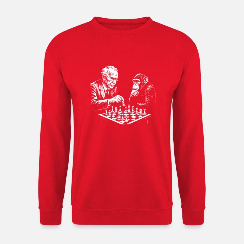 Jung Schachkampf mit Affe - Unisex Pullover - Rot