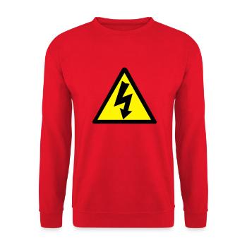 Electricity Warning - Unisex Sweatshirt - red - Front - Alina (178cm) & Michal (187cm)
