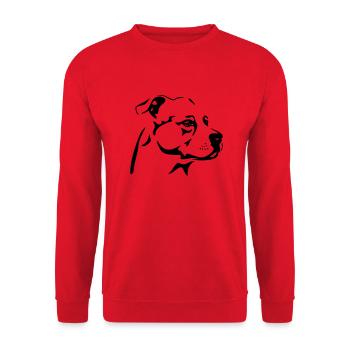 American Staffordshire Terrier head - Unisex Sweatshirt - red - Front - Alina (178cm) & Michal (187cm)