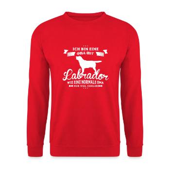 Labrador Oma - Unisex Pullover - Rot - Vorne - Alina (178cm) & Michal (187cm)