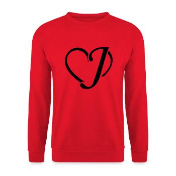 Herz Buchstaben J - Unisex Pullover - Rot - Vorne - Alina (178cm) & Michal (187cm)