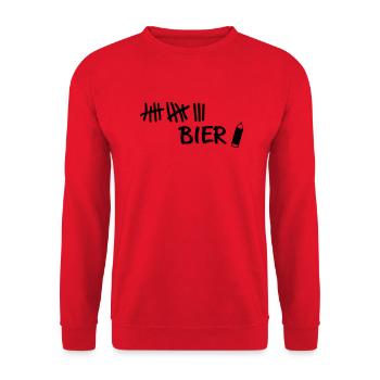 Striche - Bier Stift - Unisex Pullover - Rot - Vorne - Alina (178cm) & Michal (187cm)