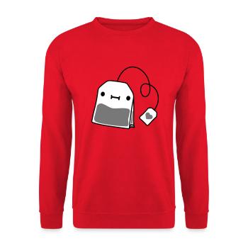 small teabag with face - Unisex Sweatshirt - red - Front - Alina (178cm) & Michal (187cm)