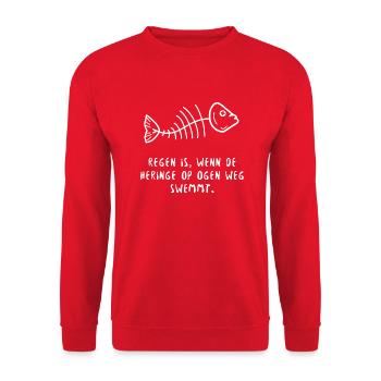 Plattdeutsch Spruch Heringe Regen - Unisex Pullover - Rot - Vorne - Alina (178cm) & Michal (187cm)
