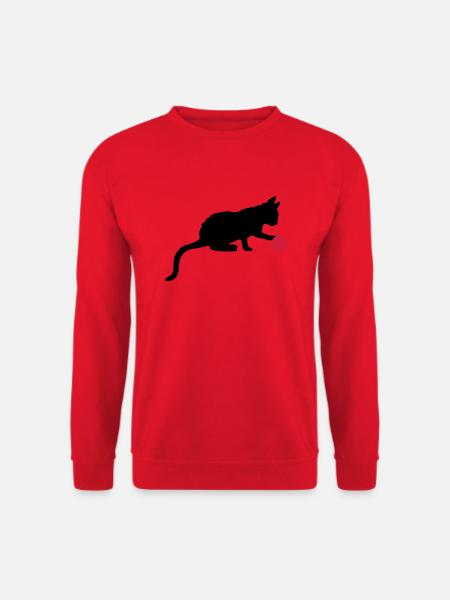 Kitten plays wool ball outline - Unisex Sweatshirt - red