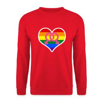 LGBT Lesbian Symbols Rainbow Heart - Unisex Sweatshirt - red - Front - Alina (178cm) & Michal (187cm)