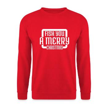 Angling Computer Bubaprints Angler Fisherman - Unisex Sweatshirt - red - Front - Alina (178cm) & Michal (187cm)