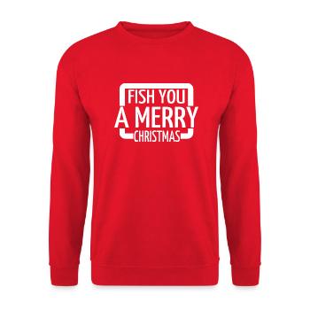 Christmas Happy Rod Jokes Under the Tree Gift - Unisex Sweatshirt - red - Front - Alina (178cm) & Michal (187cm)