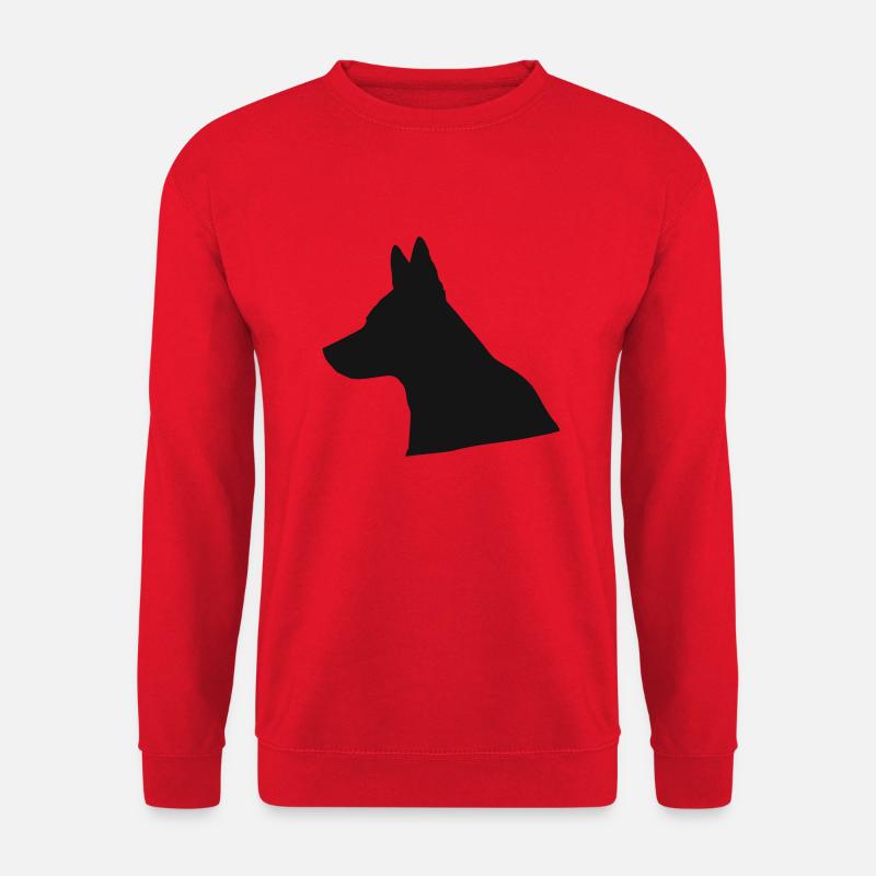 Schäferhund / Wolf Kopf Silhouette - Unisex Pullover - Rot