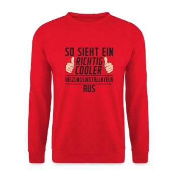Heizungsinstallateur | | Heizungsbauer - Unisex Pullover - Rot - Vorne - Alina (178cm) & Michal (187cm)