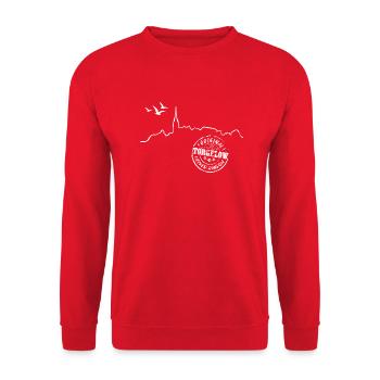 Torgelow Silhouette und Siegel - Unisex Pullover - Rot - Vorne - Alina (178cm) & Michal (187cm)
