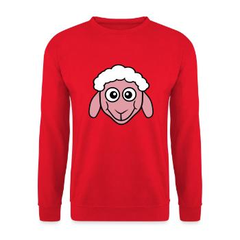 Mouton Visage Tête Mignon Mignon Agneau Cool Bande dessinée - Sweat-shirt Unisexe - rouge - Devant - Alina (178cm) & Michal (187cm)