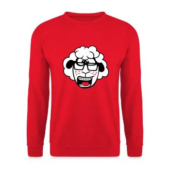 Schaf Nerd Hornbrille Brille Spange Geek Schlau - Unisex Pullover - Rot - Vorne - Alina (178cm) & Michal (187cm)