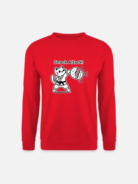 Karate Cat punching a cookie - Snack Attack Design - Unisex Sweatshirt - red